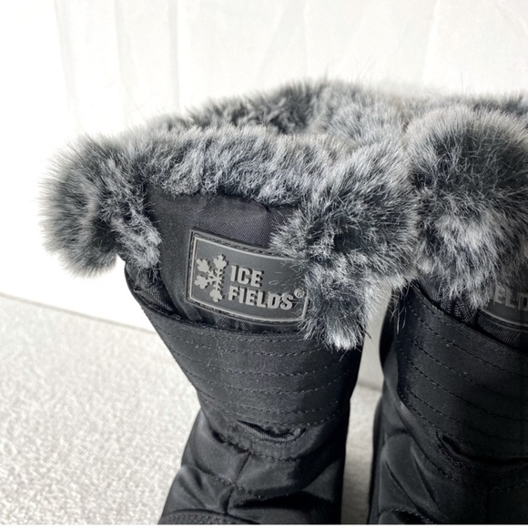 Ice Fields Black Insulated Short Winter Boots With Faux Fur Trim Ankle Boots 7 - Picture 7 of 14